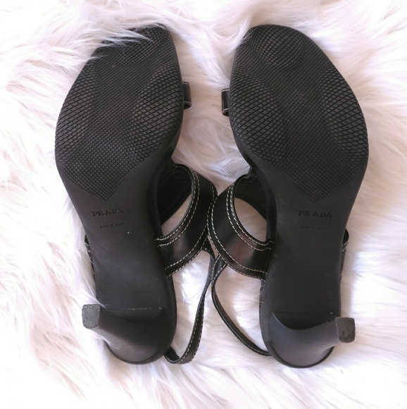 Black Leather Prada Heels - Picture 4 of 5